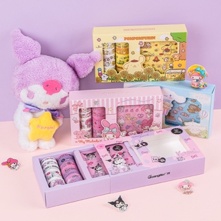 Sanrio ชุดเทปสติกเกอร์ ลายการ์ตูนคิตตี้ คุโรมิ ชินนาม่อนโรลน่ารัก 8 ชิ้น 6 ม้วน DIY