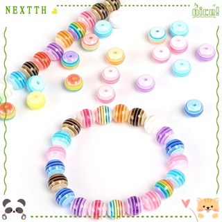 Nextth จี้ลูกปัดอะคริลิค ลายทาง หลากสี สําหรับทําเครื่องประดับ แฮนด์เมด