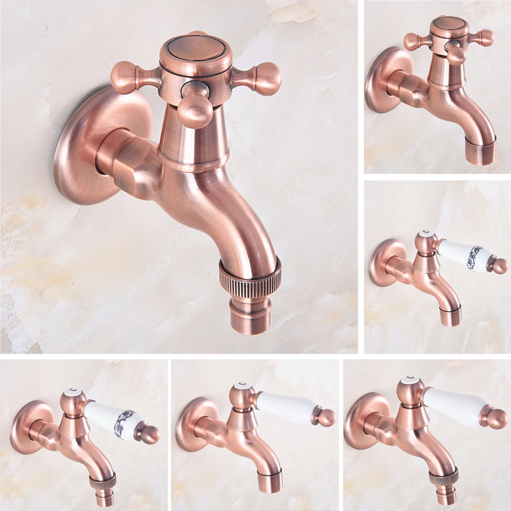 ติดผนังทองเหลืองเดี่ยวเย็นแตะ ก๊อกน้ํากลางแจ้งสวนผนัง บิบค็อก แตะห้องน้ําเครื่องซักผ้า ซับ แตะ โบราณ