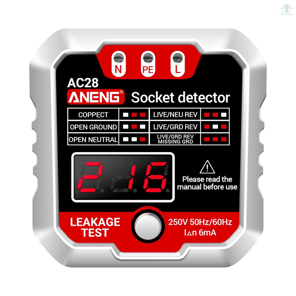 ANENG Outlet Tester Receptacle Detector with Voltage LCD Display 250V Power Socket Checker Automatic Circuit Tester Polarity Voltage Test Wall Plug Electrical Tools