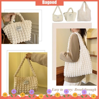 ♪Bagood♪พร้อมส่ง กระเป๋าสะพายไหล่ กระเป๋าถือ ทรงโท้ท ลายดอกไม้น่ารัก สีพื้น แฟชั่นสําหรับสตรี 2022