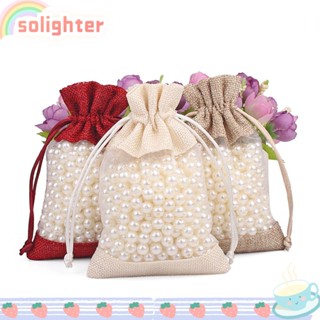 Solighter ถุงตาข่าย ผ้าลินิน สําหรับใส่ขนมหวาน
