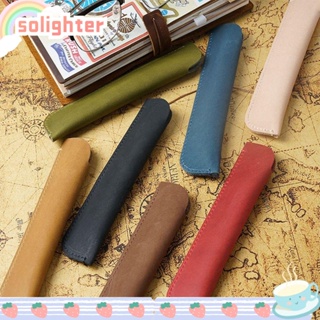 Solighter กระเป๋าดินสอ หนังวัวแท้ 170*35 มม. 10 สี คุณภาพสูง สไตล์เรโทร