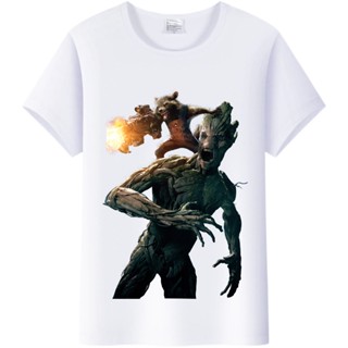 เสื้อยืดแขนสั้น พิมพ์ลายกราฟฟิค Marvel Groot แฟชั่นฤดูร้อน สําหรับเด็กผู้ชาย