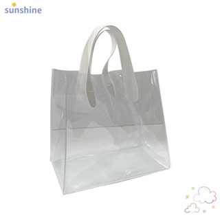 Ssunshine กระเป๋าช้อปปิ้ง PVC แบบใส หูหิ้ว คุณภาพสูง กันน้ํา