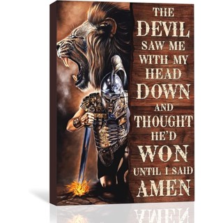 ภาพยนต์ The Devil Saw Me With My Head Down And Thought Hed Won Until I Said Amen Jesus Christ Lion Knight Templar ผ้าแคนวาส โปสเตอร์ ของขวัญทางศาสนา สําหรับศาสนาคริสต์บนอีสเตอร์