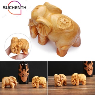 Suchenth ตุ๊กตาช้างไม้แกะสลัก งานฝีมือ สําหรับตกแต่งบ้าน