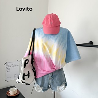 Lovito เสื้อยืดลําลอง สีมัดย้อม สําหรับผู้หญิง LNE17025 (หลายสี)