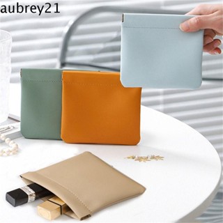 Aubrey1 กระเป๋าหนัง PU แบบหูรูด กันฝุ่น แบบพกพา สําหรับใส่หูฟัง สายเคเบิ้ล เครื่องสําอาง