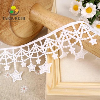 Tarsureth ขอบลูกไม้ ผ้าโพลีเอสเตอร์ แต่งพู่ สีขาว สําหรับเย็บผ้า DIY