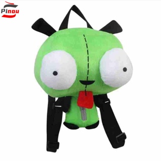 Pinou กระเป๋าเป้สะพายหลัง ขนนิ่ม ลายการ์ตูนเอเลี่ยน Invader Zim ตา 3d ขนาด 35 ซม. 20 ซม. ของขวัญคริสต์มาส