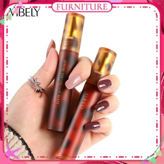 ♕ Vibely Amber Series Lip Glaze Velvet Matte Soft Fog Smooth Moisturizing Lipstick Non Stick Cup ง่ายต่อการสี Long Lasting Party Festival Lip Makeup FURNITURE