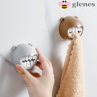 Glenes ตะขอแขวนผ้าขนหนู แบบพลาสติก กันน้ํา ไม่ต้องเจาะผนัง ลายหมีน่ารัก สีน้ําตาล สีเทา