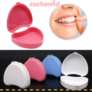 Suchenhd กล่องพลาสติกเก็บฟันปลอม แบบพกพา หลายสี