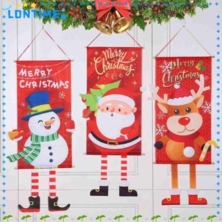 Lontime ธงแบนเนอร์ ผ้าฟาบริค ลาย Merry Christmas สําหรับตกแต่งบ้าน ปาร์ตี้คริสต์มาส