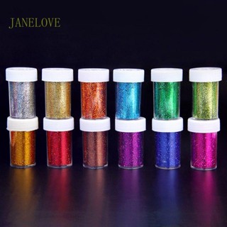 Jlove ผงกลิตเตอร์เรซิ่น 12 สี สําหรับตกแต่งเล็บ