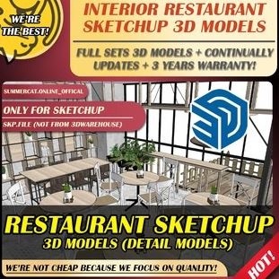 🔥PREFERRED🔥INTERIOR OF RESTAURANT/CAFE/KOPITIAM SKETCHUP DETAIL MODELS FURNITURE 3D MODEL ARCHITECTURE INTERIOR