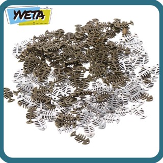 Yveta จี้สเตนเลส รูปกระดูกปลา สีทอง สีเงิน สําหรับทําเครื่องประดับ DIY