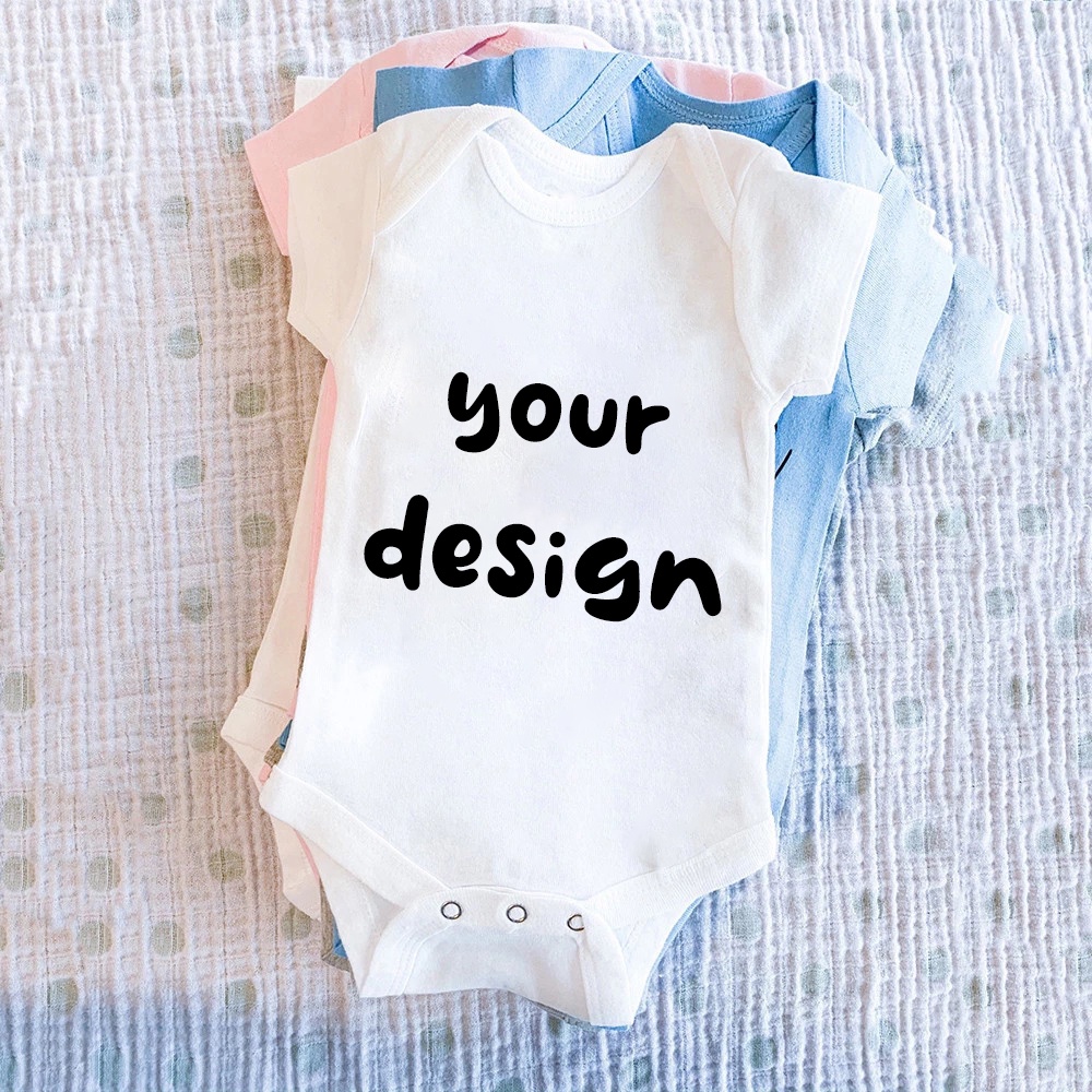 Custom Your Own Dedign Monthly Baby Onesies Infant Girls Pink/black/white/grayblue Romper 1-12 เดือน Milestone Bodysuit Baby 's Shower Gift
