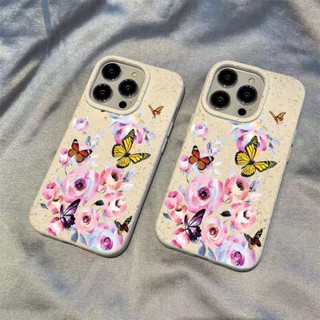 เคสโทรศัพท์มือถือ ลายผีเสื้อ ข้าวสาลี สีเหลือง สําหรับ Apple Iphone 14 1512 13pro xsmax 11 xr EALQ