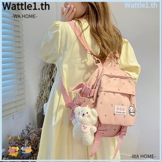 Wttle Kawaii กระเป๋าเป้สะพายหลัง ผ้าไนล่อน กันน้ํา ลายดอกไม้ สําหรับใส่แล็ปท็อป หนังสือ