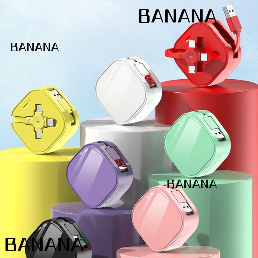 Banana1 3 In 1 สายชาร์จ สายข้อมูล Type C สายชาร์จ แบบพกพา อุปกรณ์เสริม พับเก็บได้ สําหรับ iPhone / H
