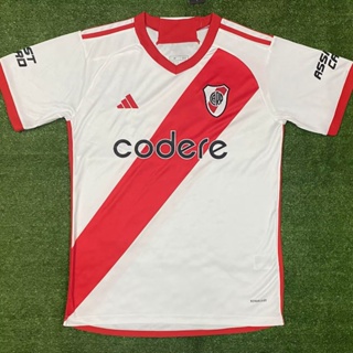 เสื้อกีฬาแขนสั้น ลายทีมชาติฟุตบอล River Plate Home Jersey 23-24 ไซซ์ S-XXL ชุดเหย้า สําหรับผู้ชาย