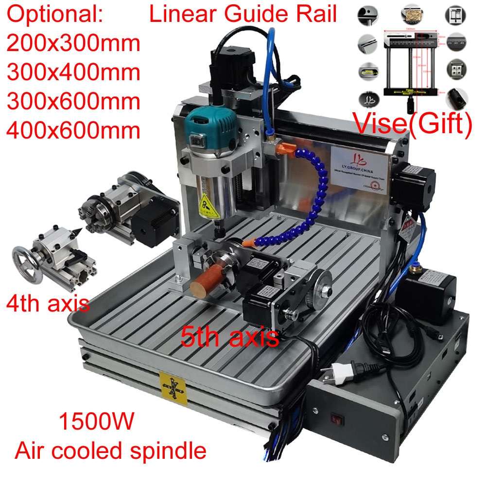 5 Axis CNC 6040 Wood Router 1500W 4 Axis Metal Milling Aluminum Engraving Carving Machine 3040 PCB E