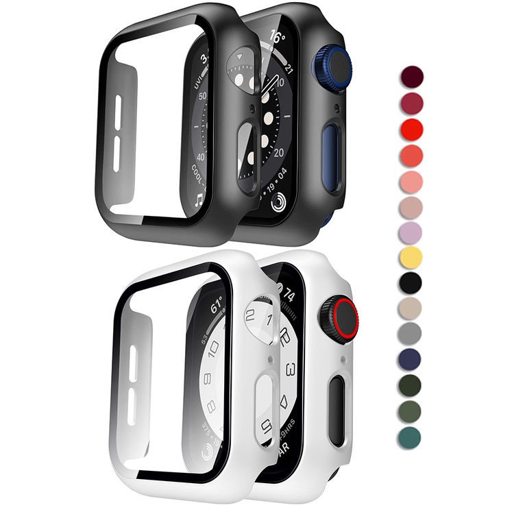 Glass+Cover For Apple Watch case 8 7 6 SE 5 3 iWatch Accessorie Screen Protector Apple watch 44mm serie 45mm 41mm 40mm 4