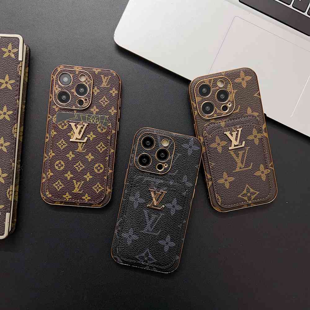 เคสโทรศัพท์มือถือหนัง PU ป้องกันเต็มเครื่อง ลายโลโก้โลหะ หรูหรา พร้อมช่องใส่บัตร สําหรับ Apple iPhone 11 12 13 14 15 16 Pro Max