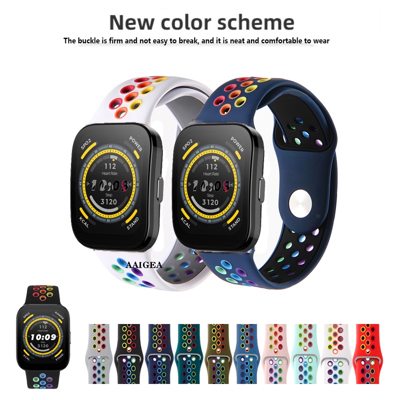 20 มม.22 มม.ซิลิโคนอ่อนนุ่ม 2 สีสําหรับ Huami Amazfit Bip 6-5-3 Pro Lite SU / GTR mini GTR2 GTR3 GTR4 / GTS 2 3 4