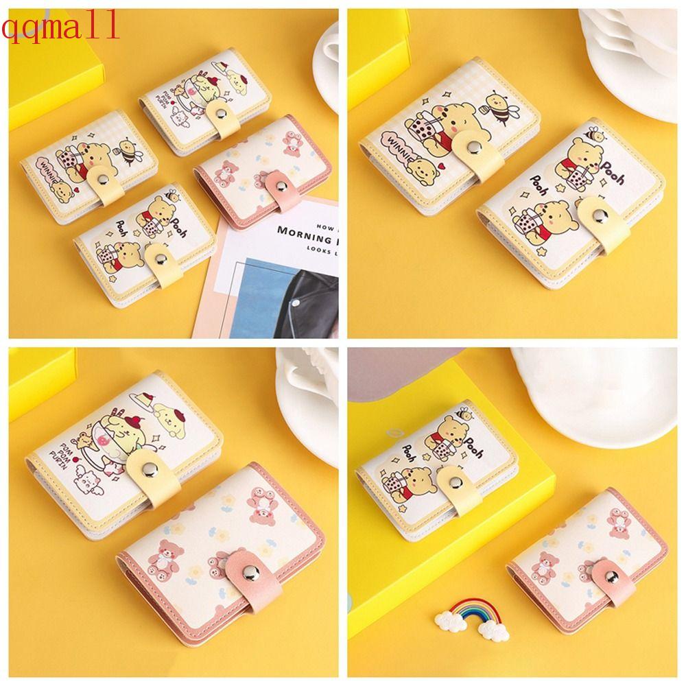 Qqmall กระเป๋าสตางค์หนัง PU ลายการ์ตูนหมีน่ารัก 20 ช่อง หลายตําแหน่ง สําหรับใส่บัตรเครดิต