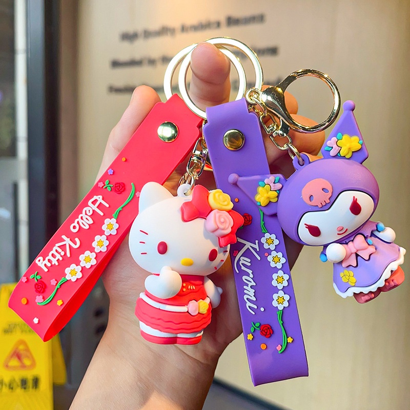 พวงกุญแจ จี้ตุ๊กตาการ์ตูน Kuromi น่ารัก ฤดูกาลดอกไม้
