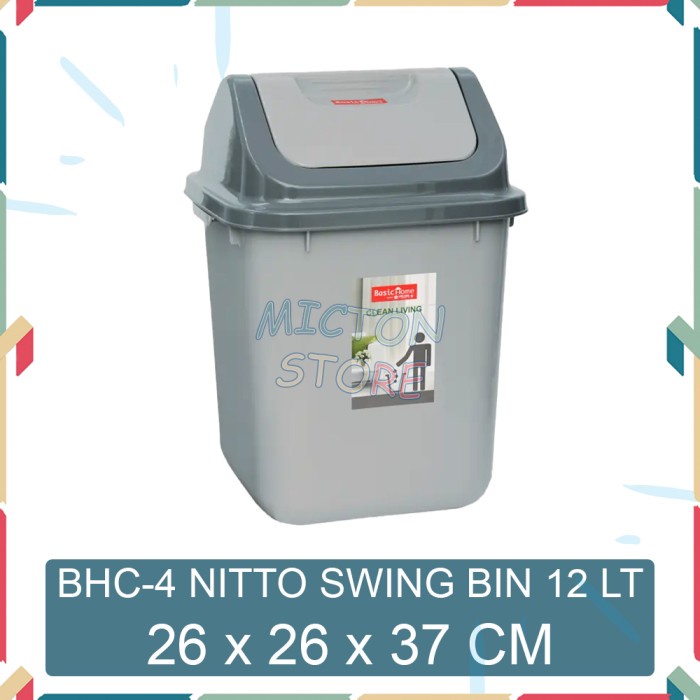 MICTON Lion Star Basic Home BHC-4 Nitto Swing Bin 12L ถังขยะ