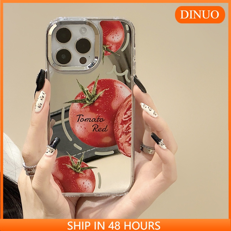 เคสโทรศัพท์มือถือกระจก ลายมะเขือเทศ Three-in-One สําหรับ iphone15 14promax 13 12 11 XR XS X XSMAX 7 8PLUS-DINUO