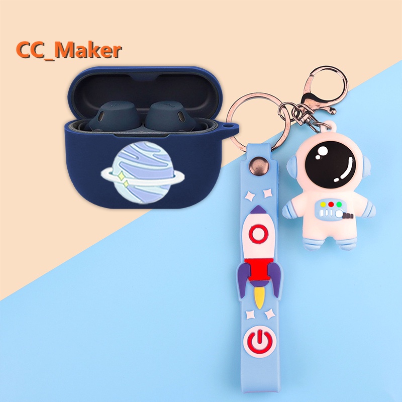 For Jabra Elite 8 Active Case Creative Astronaut Cute Piggy Keychain Pendant Jabra Elite 10 Silicone