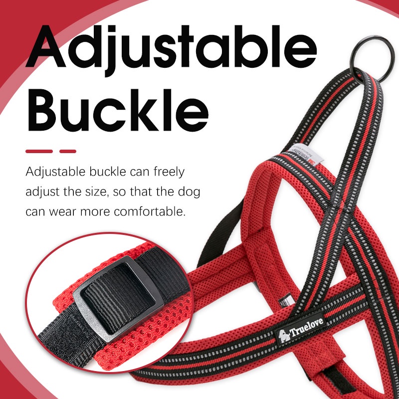 TRUELOVE รักแท้ สายรัดสัตว์เลี้ยงสายรัดสุนัขน้ําหนักเบาปรับสะท้อนแสงได้ด้วยหัวเข็มขัดที่วางจําหน่ายอย่างรวดเร็วระบายอากาศตาข่ายมือจับนุ่มส - รูปที่ 3