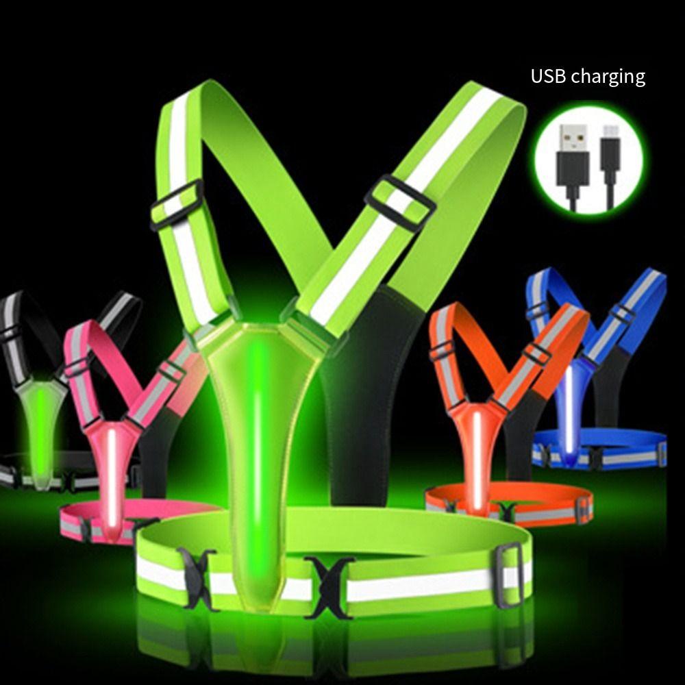 Ahmed เสื้อกั๊กสะท้อนแสง LED 3 โหมด มองเห็นได้ชัด ชาร์จ USB สะท้อนแสง มีประโยชน์ สําหรับวิ่งกลางคืน - รูปที่ 4