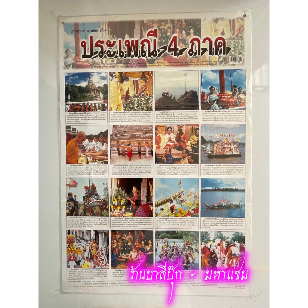 ภาพโปสเตอร์ประเพณี 4 ภาค - [No.64] - (53x78cm กระดาษอาร์ตมัน 4 สี แบบหุ้มพลาสติก) แผ่นภาพประกอบการศึกษา สื่อการเรียนร...
