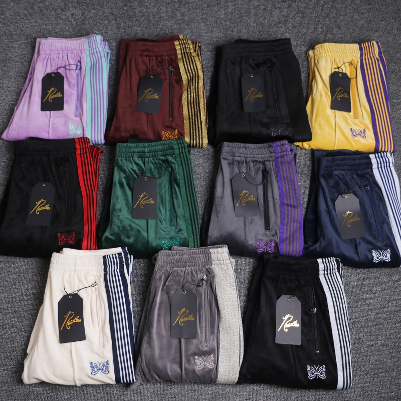 ZMCB NEEDLES TRACK butterfly velvet casual sports pants velvet loose straight pants men's trendy pan