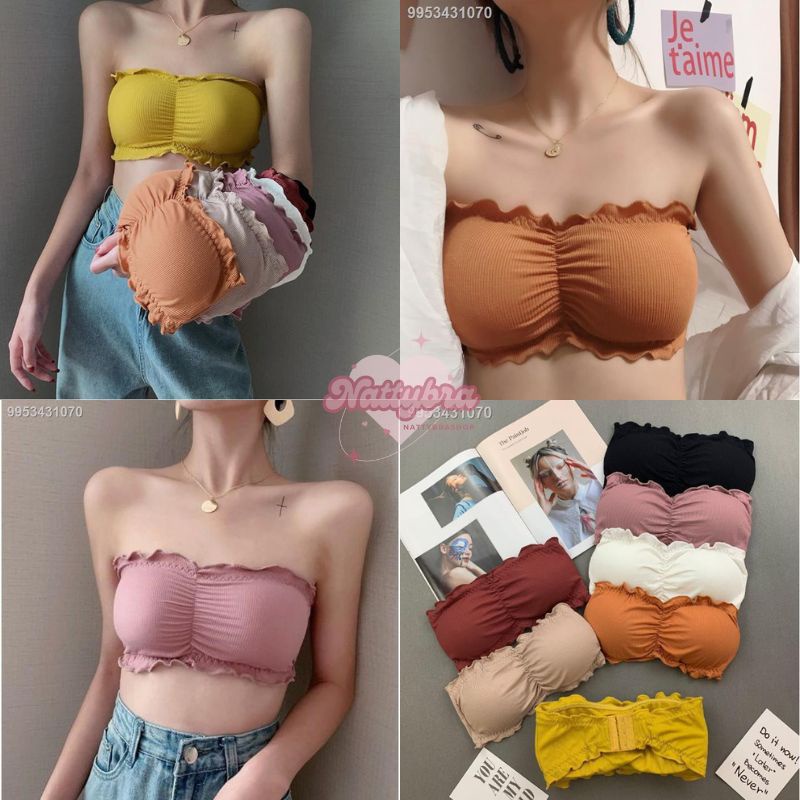Nattybra บรา เกาะอก รอบระบาย รอบริ้ว ไร้โครง ไร้ขอบ ผ้านุ่ม 32-38 มีฟองน้ำ ระบายอากาศ เสื้อใน ผู้หญิง ยกทรง ผ้านุ่ม