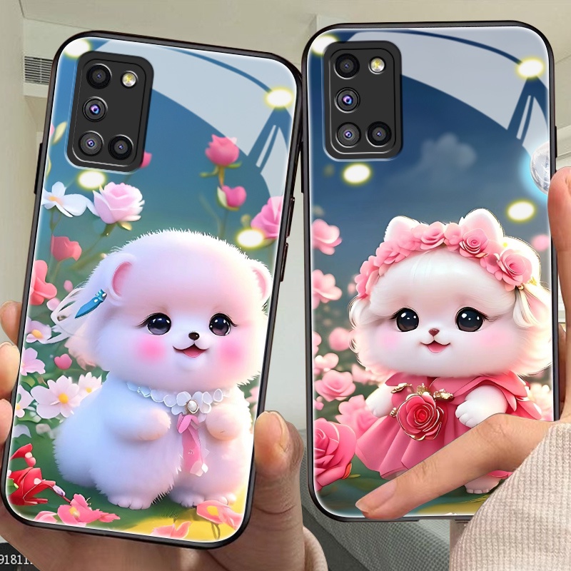 Dmy เคสกระจกนิรภัย ลายกระต่าย สําหรับ samsung a03 a10e a14 a04s a02s a24 a03s a13 a30s a31 a30 a11 a20 a21 a12 a21s a23 a22s a10 a10s a22 a20s 4g 5g