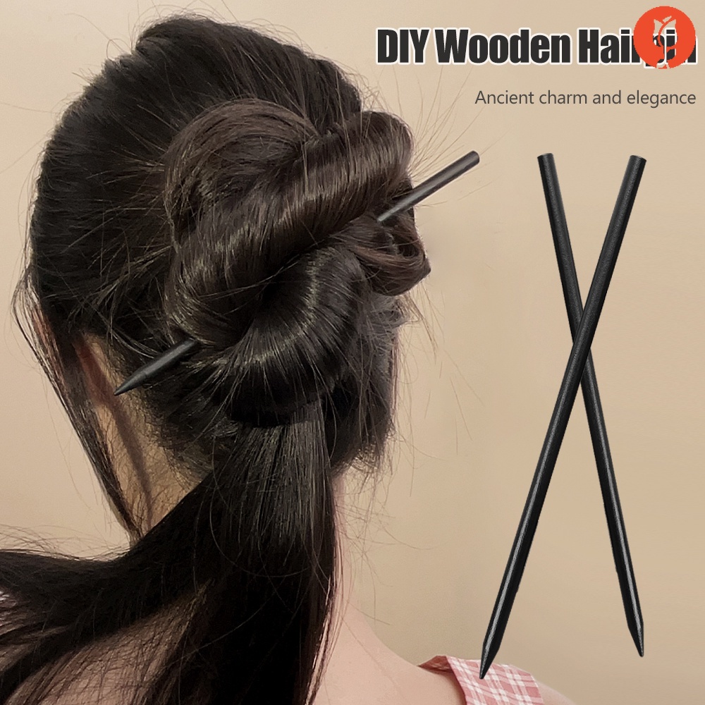 กิ๊บติดผมไม้ ทรงกลม สไตล์จีน ฮั่นฝู วินเทจ แฮนด์เมด DIY
