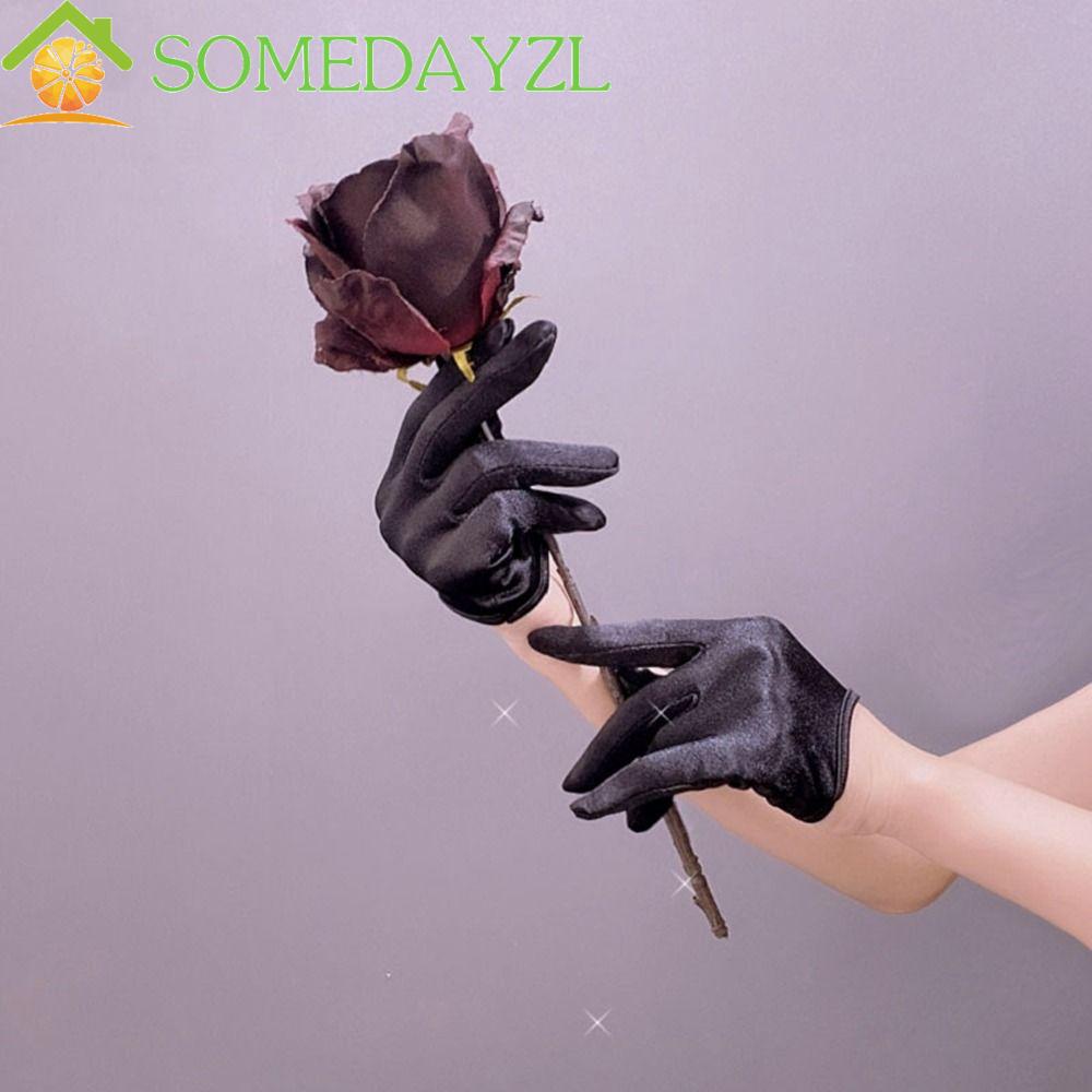 Somedayzl ถุงมือครึ่งฝ่ามือ สไตล์ฮาราจูกุ สําหรับการแสดงบนเวที คอสเพลย์ ซาติน