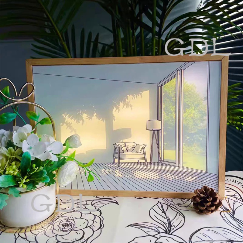 Creative LED Light Painting INS Frame Table Lamp Artwork Gift Bedroom Bedside Picture Anime Style Dr