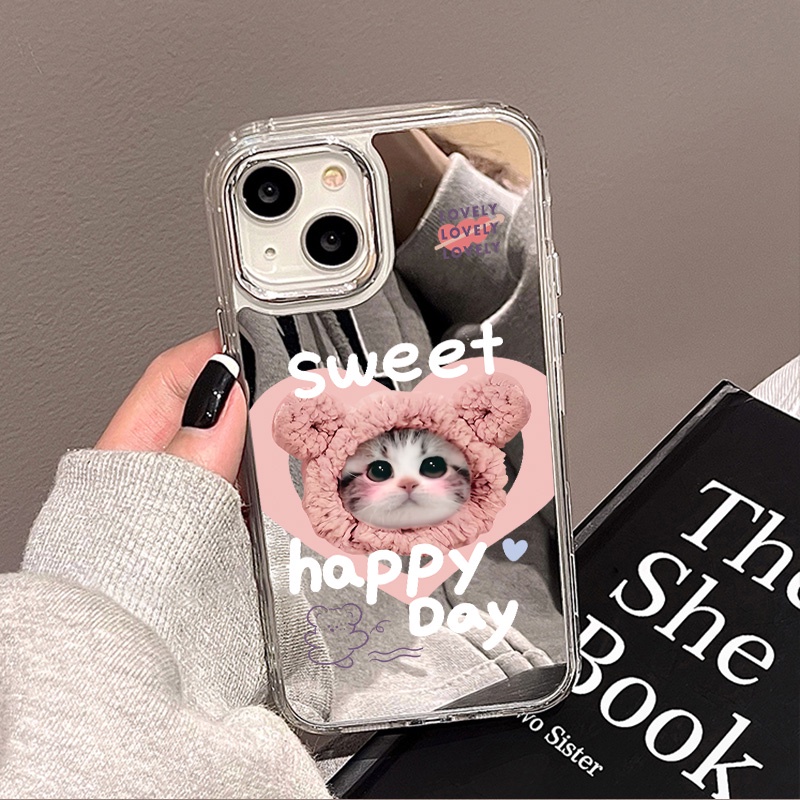 COD Happy day เคสป้องกันโทรศัพท์มือถือ TPU ป้องกันการล่มสลายพร้อมกระจกแต่งหน้า For iPhone 11 14 15 12 13 Pro Max Case