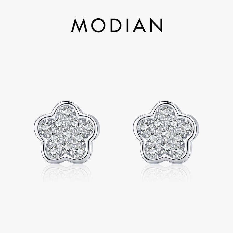 Modian ต่างหูสตั๊ด เงินสเตอร์ลิง 925 ลายดอกไม้น่ารัก เครื่องประดับแฟชั่น สําหรับผู้หญิง