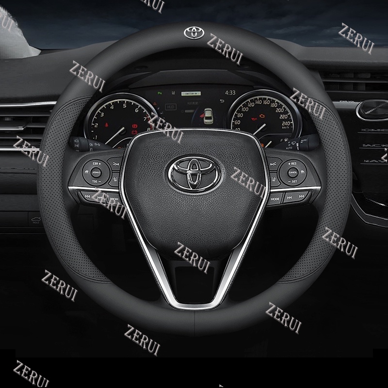Zr ปลอกหนังหุ้มพวงมาลัยรถยนต์ ไมโครไฟเบอร์ ระบายอากาศ กันลื่น 38 ซม. สําหรับ Toyota Wish Vios Corolla Cross Hilux Revo