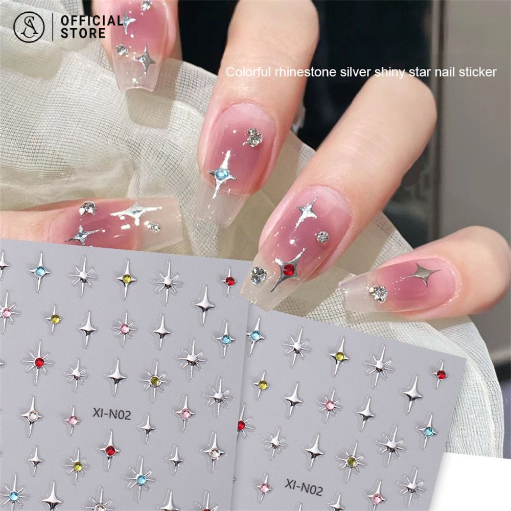 สติ๊กเกอร์ทำเล็บดาวสีเงิน เครื่องมือเลือกสี ทำเล็บเพชรเครื่องประดับ สําหรับตกแต่งเล็บ