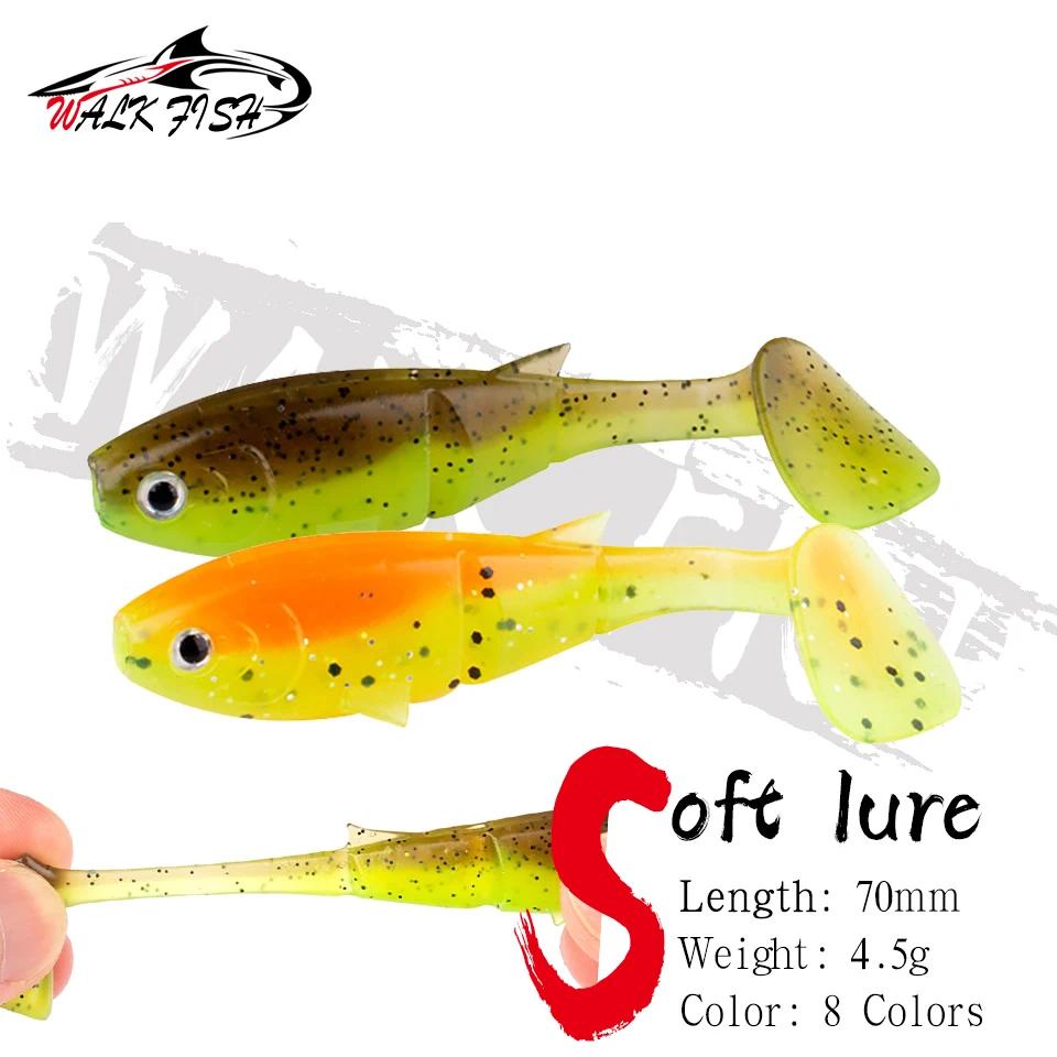 Walk FISH ใหม่ เหยื่อตกปลาประดิษฐ์ แบบนิ่ม 7 ซม. 4.5 กรัม 6 ชิ้น